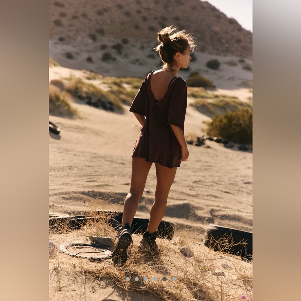 Free People Movement Hot Shot Tee Romper in Dark Espresso Brown size Small